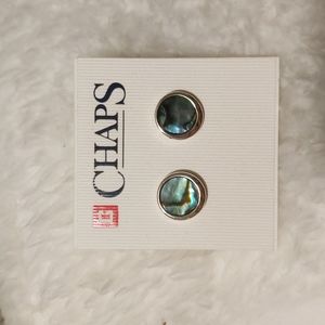 Chaps Abalone Shell Round Earrings